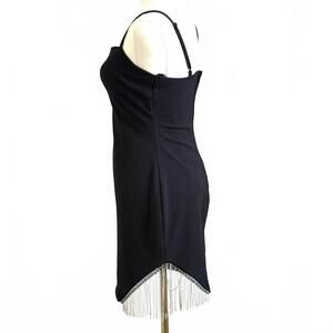 City Triangles | Strappy Black Mini Prom Dress Side Dangling Rhinestones Sz 7